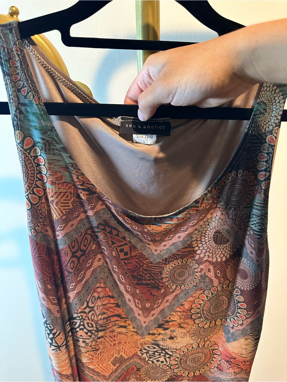 Sea & Anchor Sleeveless Boho Printed Tank Top - SKU 1176 - Picture 4 of 6